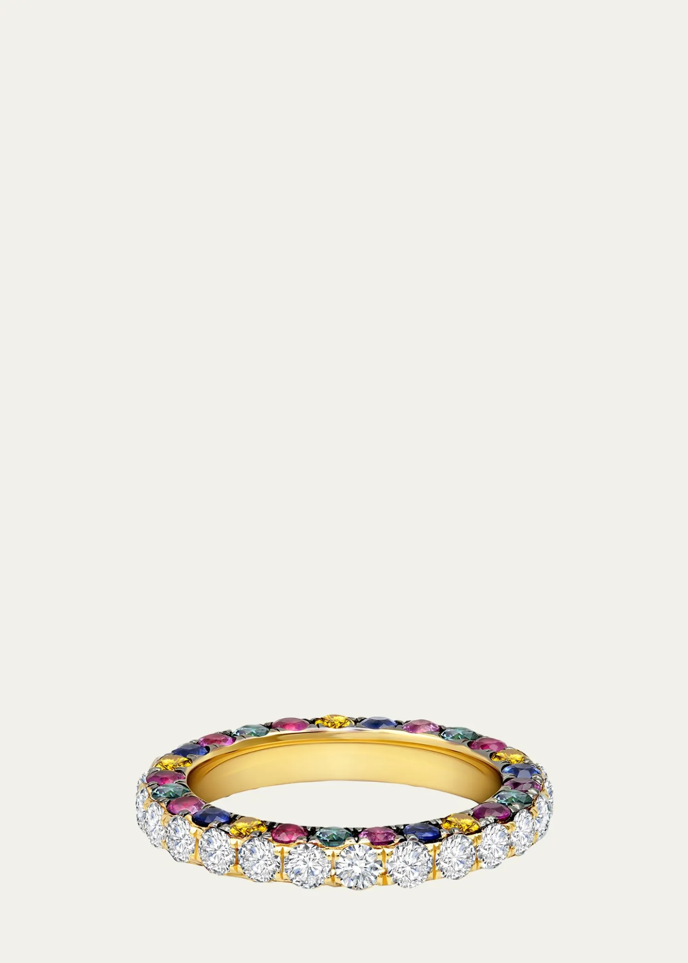 Graziela GemsRainbow Gem and Diamond 3-Sided Band Ring