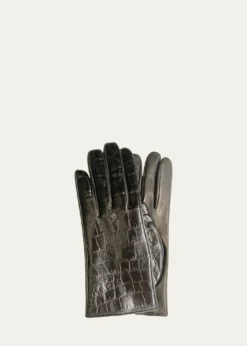 Guanti Giglio FiorentinoCroc-Embossed Nappa Leather Gloves