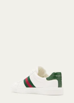 GucciAce Leather Web Low-Top Sneakers
