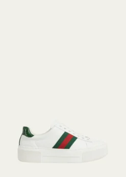 GucciAce Web Mixed Leather Sneakers