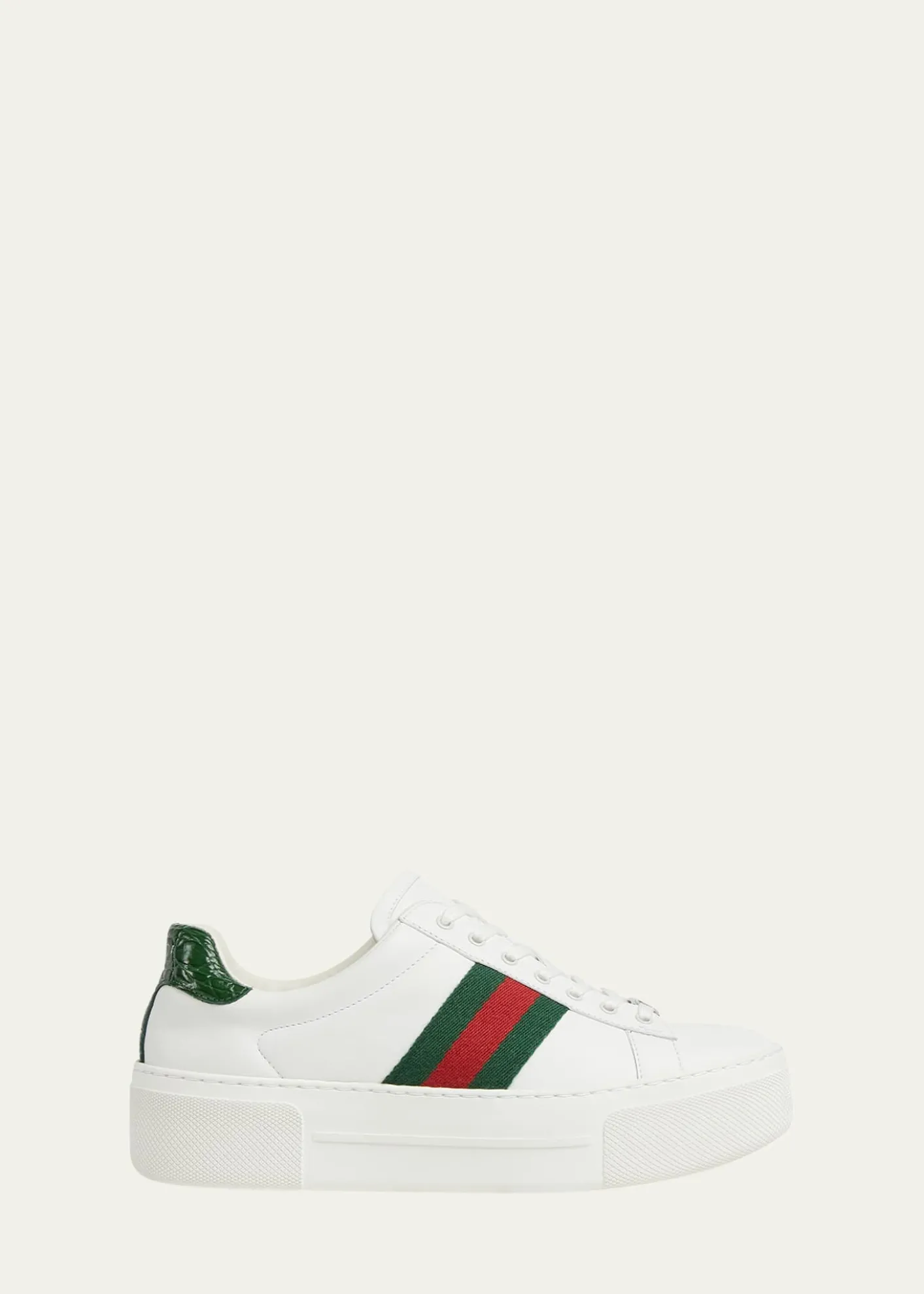 GucciAce Web Mixed Leather Sneakers