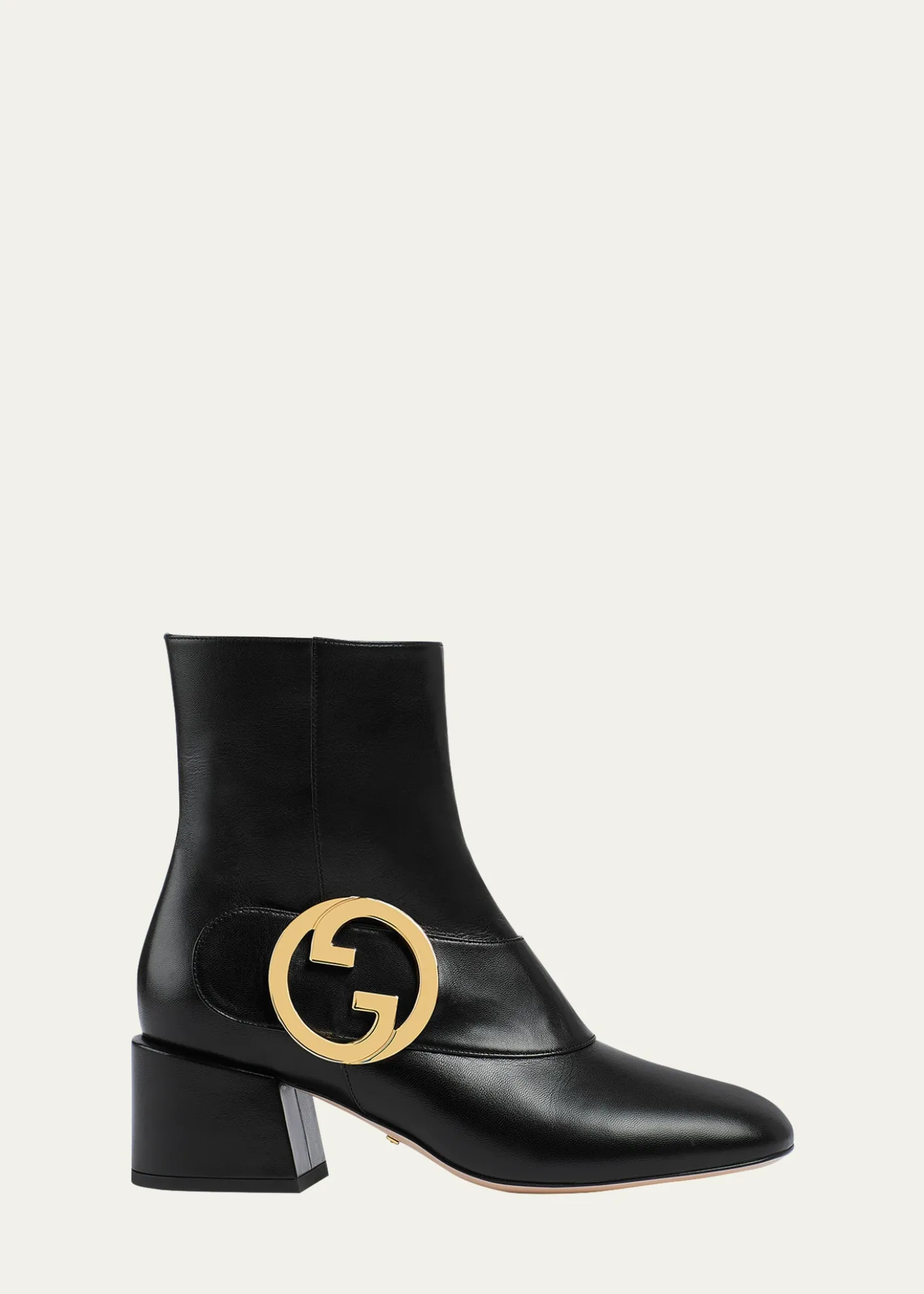 GucciBlondie Leather Medallion Ankle Boots