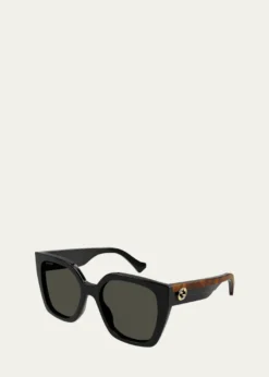 GucciColor-Block GG Injection Plastic Cat-Eye Sunglasses