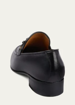 GucciEd Leather Medallion Strap Loafers