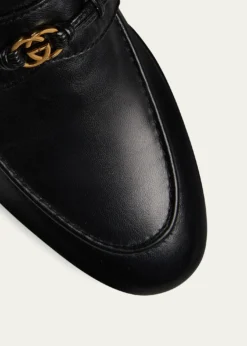 GucciEd Leather Medallion Strap Loafers