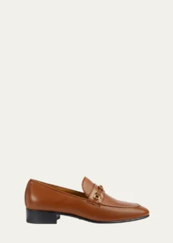 GucciEd Leather Medallion Strap Loafers