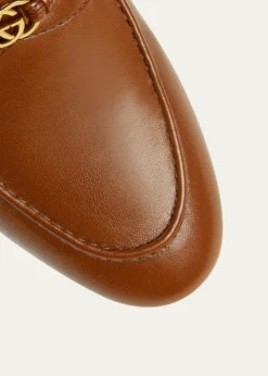 GucciEd Leather Medallion Strap Loafers