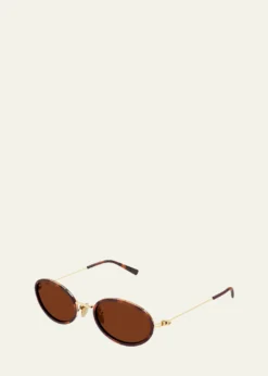 GucciEmblem 52mm Acetate & Metal Oval Sunglasses
