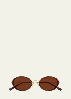 GucciEmblem 52mm Acetate & Metal Oval Sunglasses
