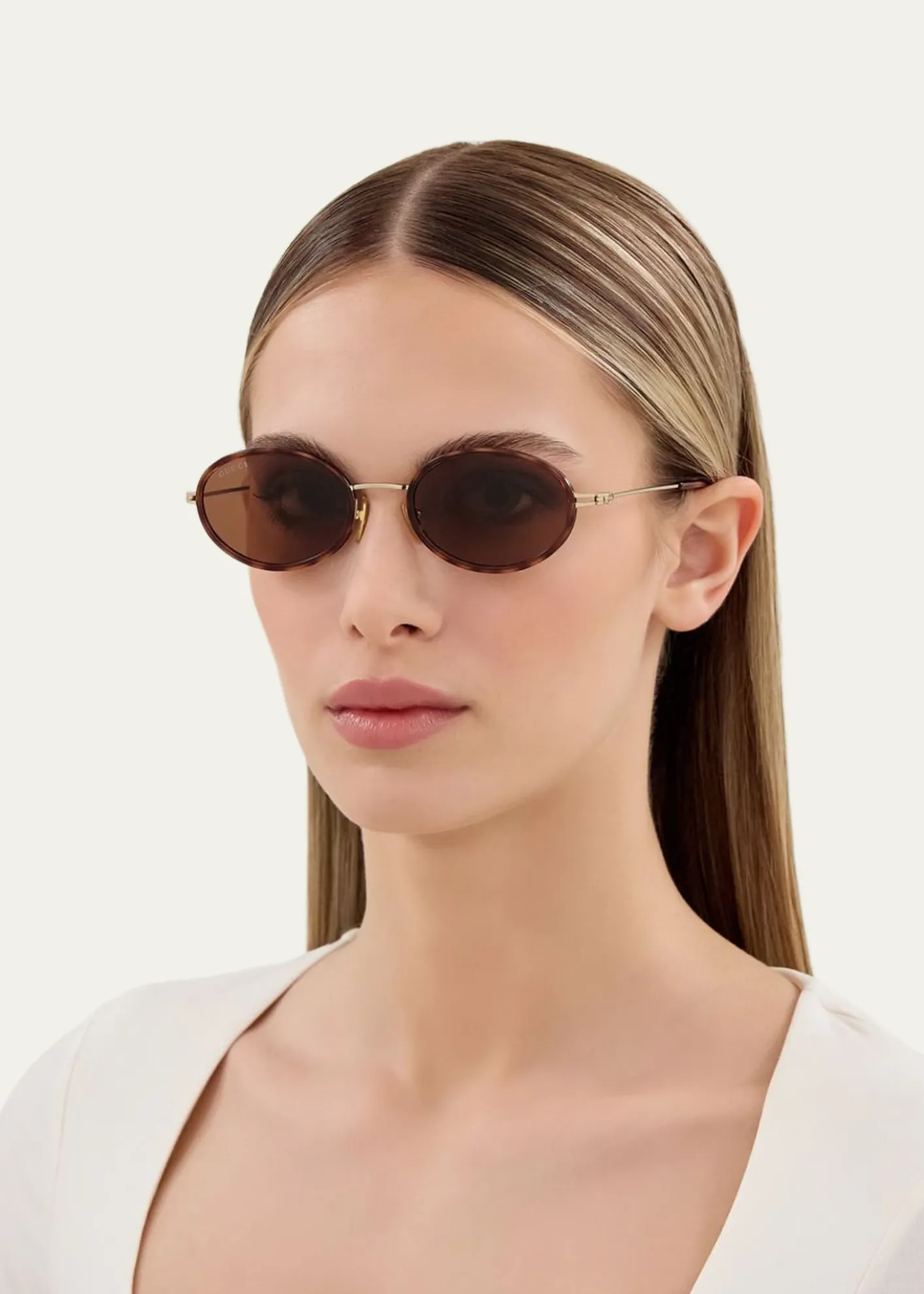 GucciEmblem 52mm Acetate & Metal Oval Sunglasses