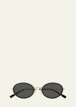 GucciEmblem 52mm Acetate & Metal Oval Sunglasses