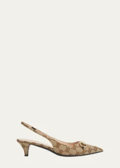 GucciErin GG Canvas Bit Slingback Pumps