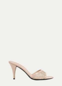 GucciErin Jeweled Leather Stiletto Sandals