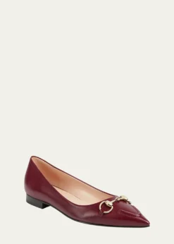 GucciErin Leather Horsebit Ballerina Flats