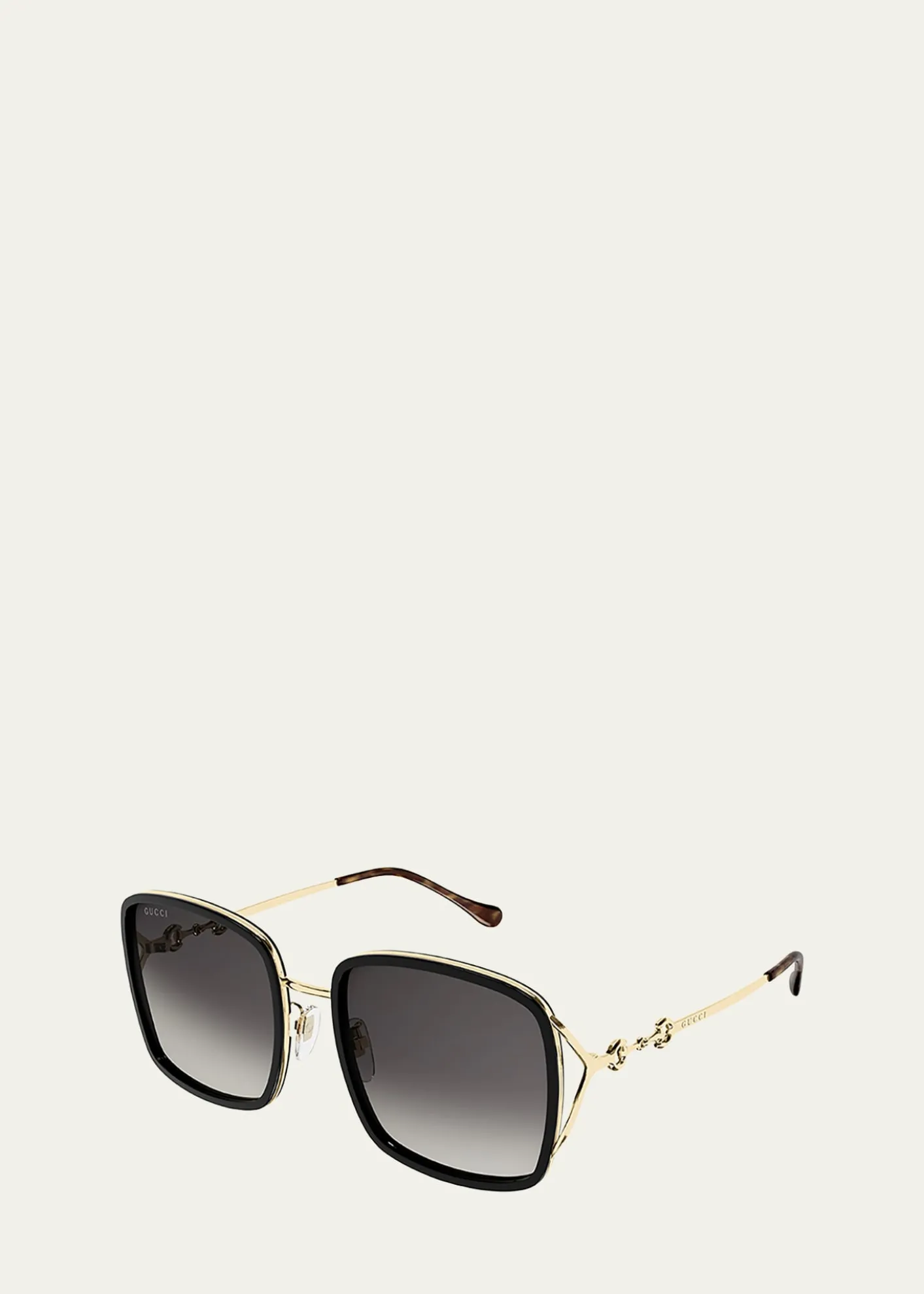 GucciFork & Horse-Bit Logo Square Injection Plastic/Metal Sunglasses