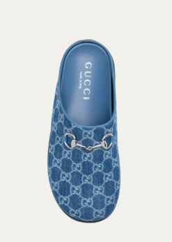 GucciGG Denim Mules with Horsebit
