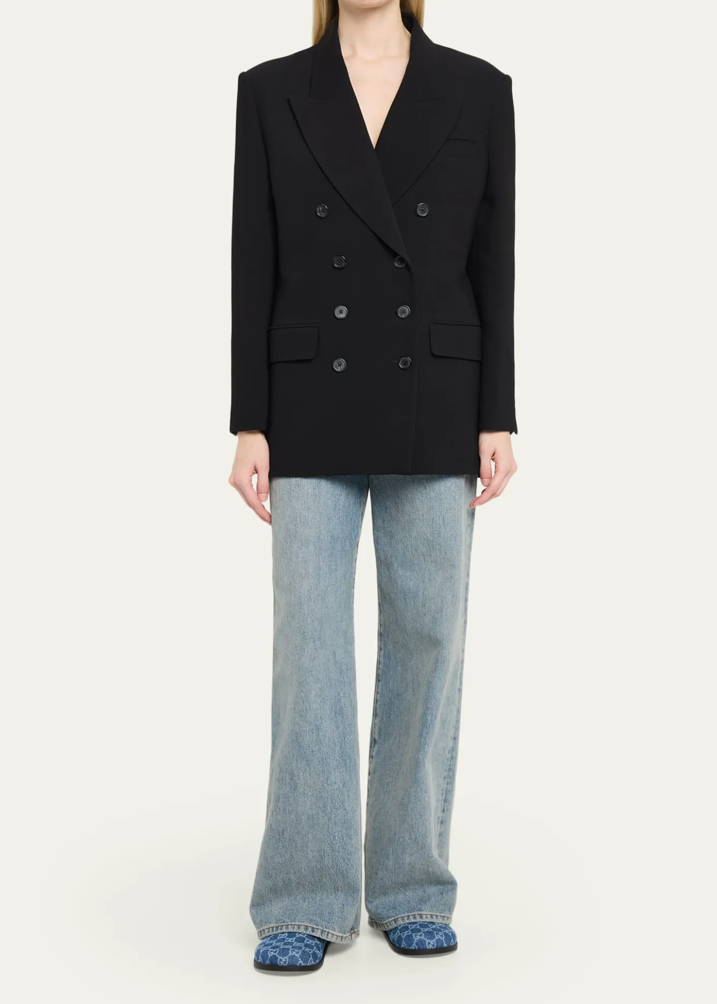 GucciGG Denim Mules with Horsebit