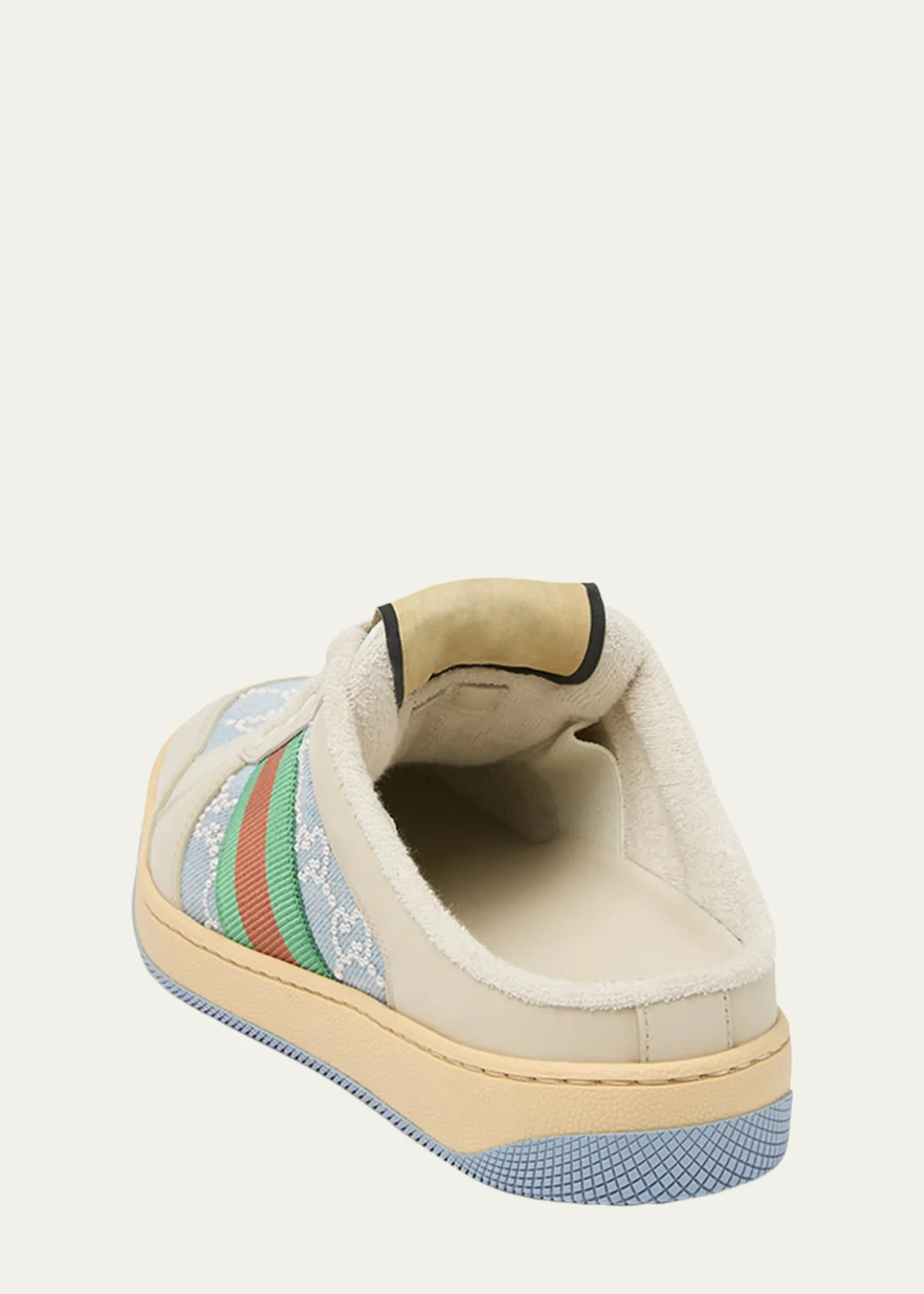 GucciGG Pearly Denim and Leather Screener Mules