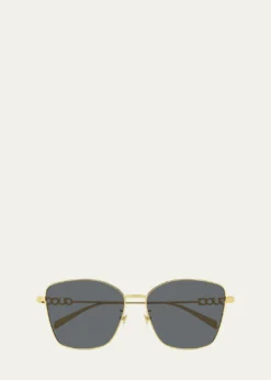 GucciGG1805SA Logo-Print Metal Sunglasses