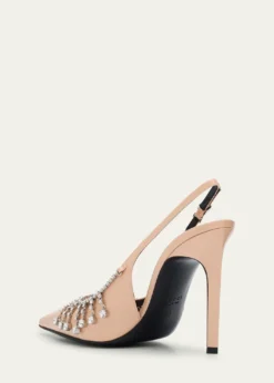 GucciGuinevere Crystal Leather Slingback Stiletto Pumps