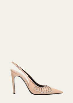 GucciGuinevere Crystal Leather Slingback Stiletto Pumps