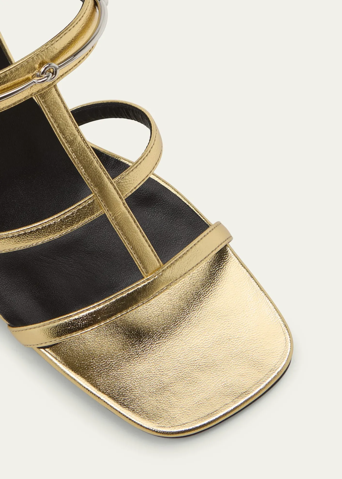 GucciHorsebit Metallic Leather Stiletto Sandals