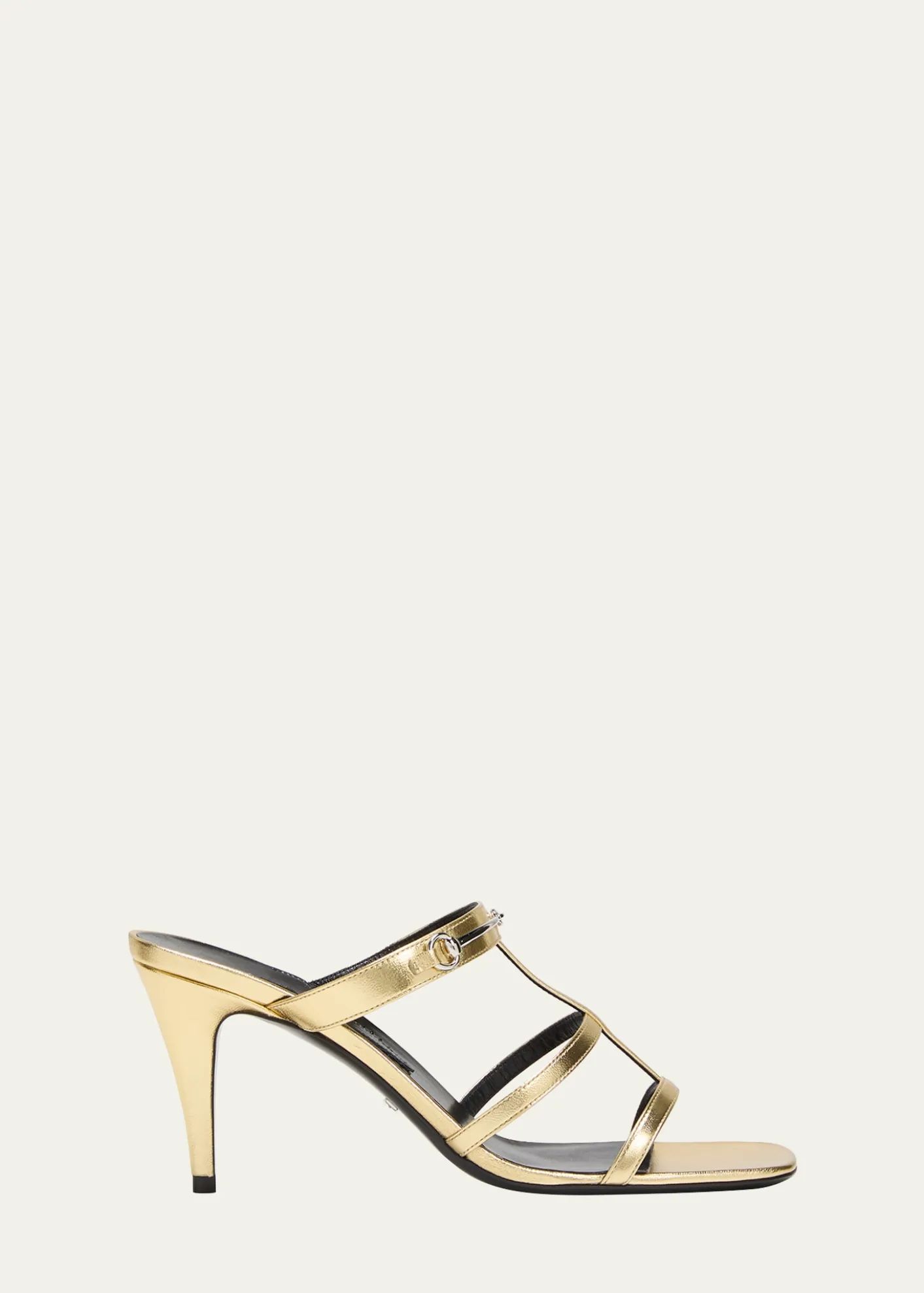 GucciHorsebit Metallic Leather Stiletto Sandals