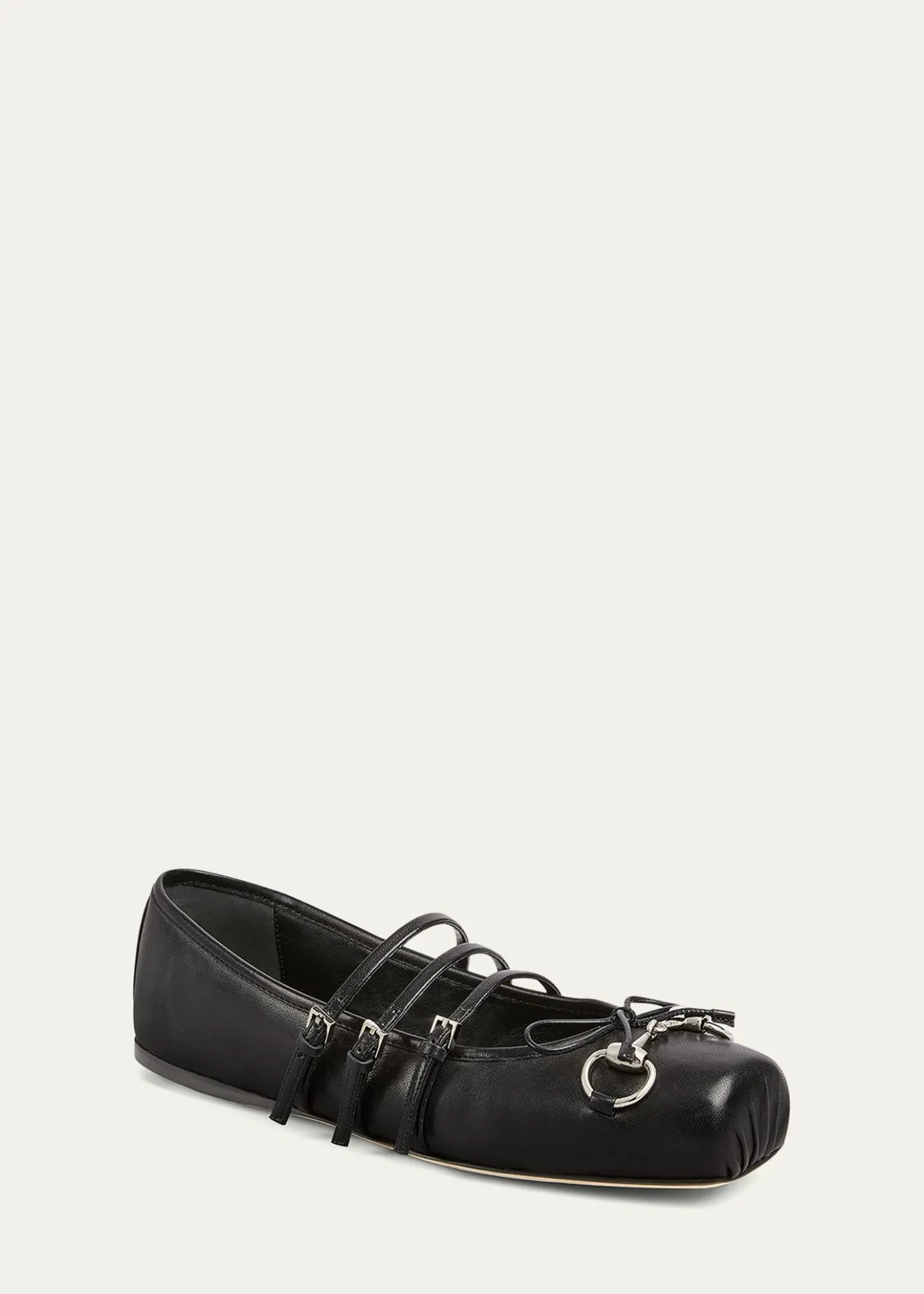 GucciHorsebit 3-Strap Mary Jane Ballerina Flats