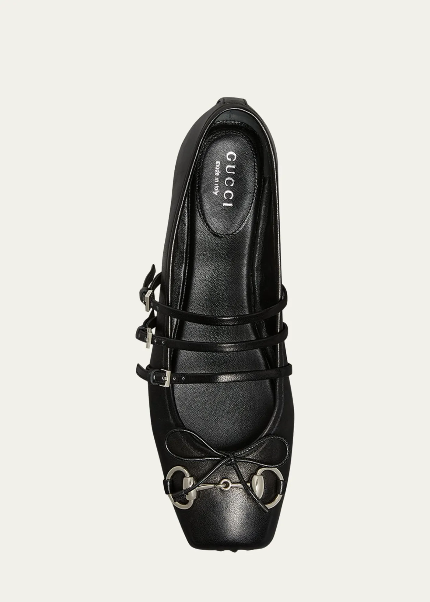 GucciHorsebit 3-Strap Mary Jane Ballerina Flats