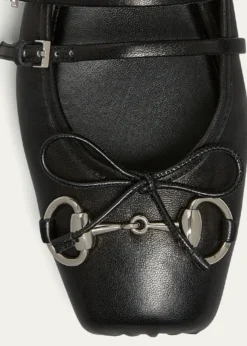 GucciHorsebit 3-Strap Mary Jane Ballerina Flats