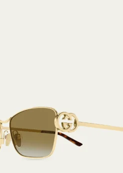 GucciInterlocking G 58mm Rectangular Sunglasses