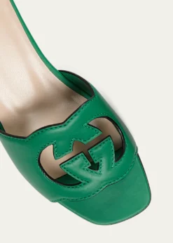 GucciLeather Logo Cutout Flat Sandals