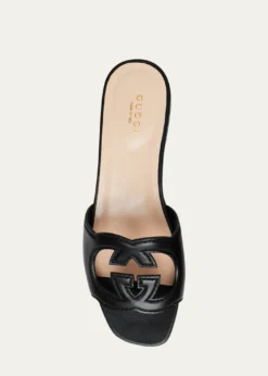 GucciLeather Logo Cutout Flat Sandals