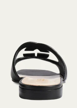 GucciLeather Logo Cutout Flat Sandals