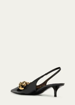GucciMarina Patent Chain Slingback Pumps