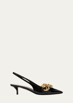 GucciMarina Patent Chain Slingback Pumps