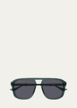 GucciMen's Double-Bridge Acetate Aviator Sunglasses