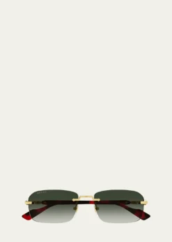 GucciMen's GG1221SM Rimless Metal Rectangle Sunglasses