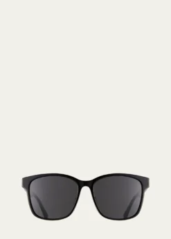 GucciMen's Square Acetate Sunglasses with Signature Web