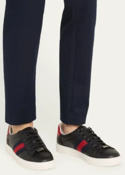 GucciMen's Ace Leather Web Low-Top Sneakers