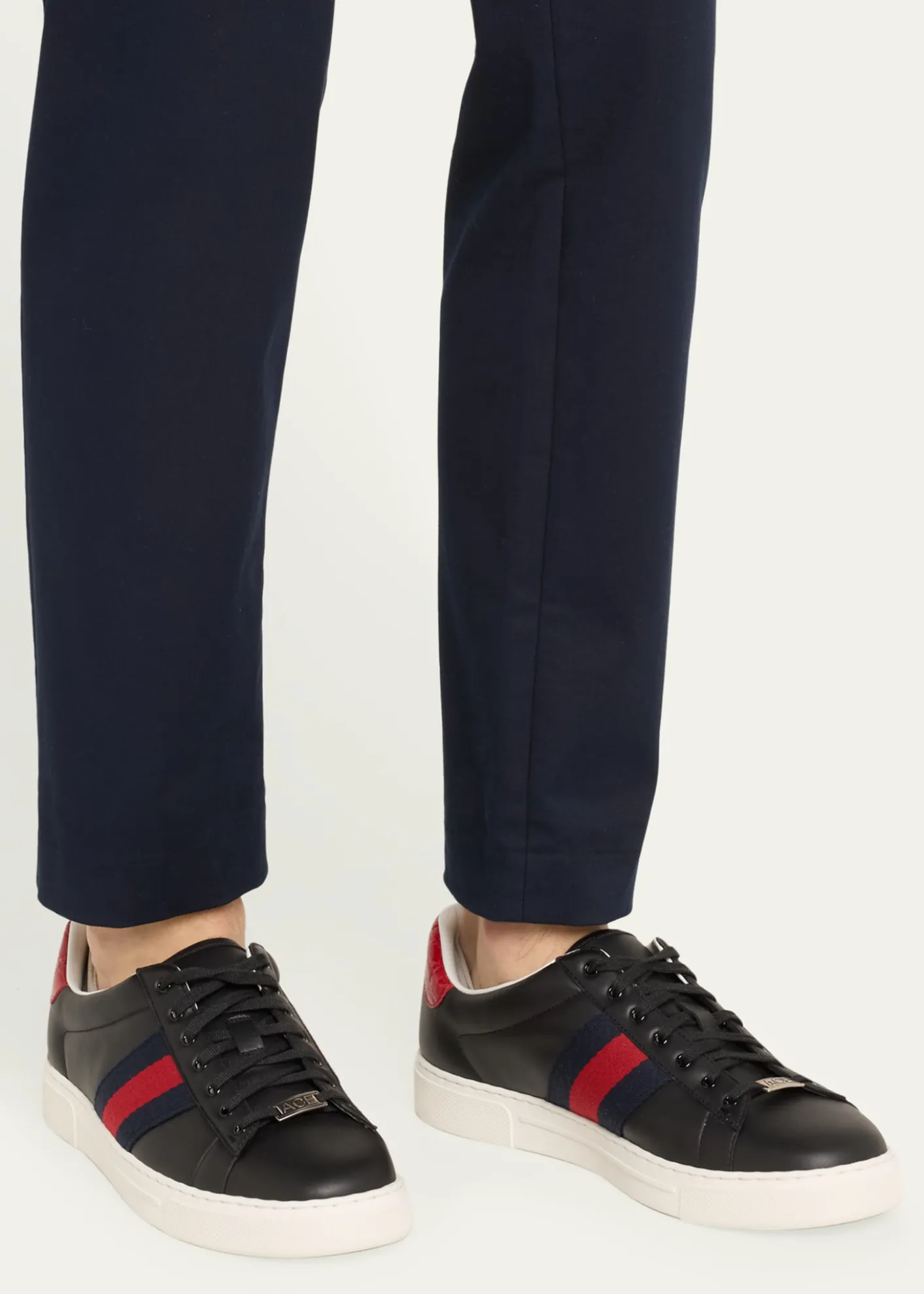 GucciMen's Ace Leather Web Low-Top Sneakers