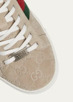 GucciMen's Ace Suede Monogram Low-Top Sneakers