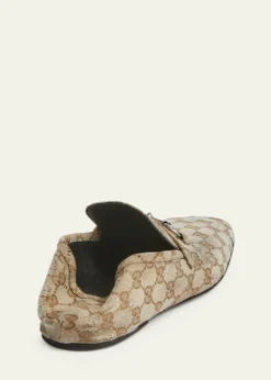GucciMen's Aged-Effect Canvas Bit Loafers with Foldable Heel