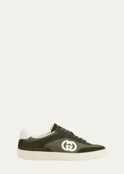 GucciMen's G75 Canvas and Suede T-Toe Low-Top Sneakers