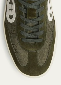 GucciMen's G75 Canvas and Suede T-Toe Low-Top Sneakers