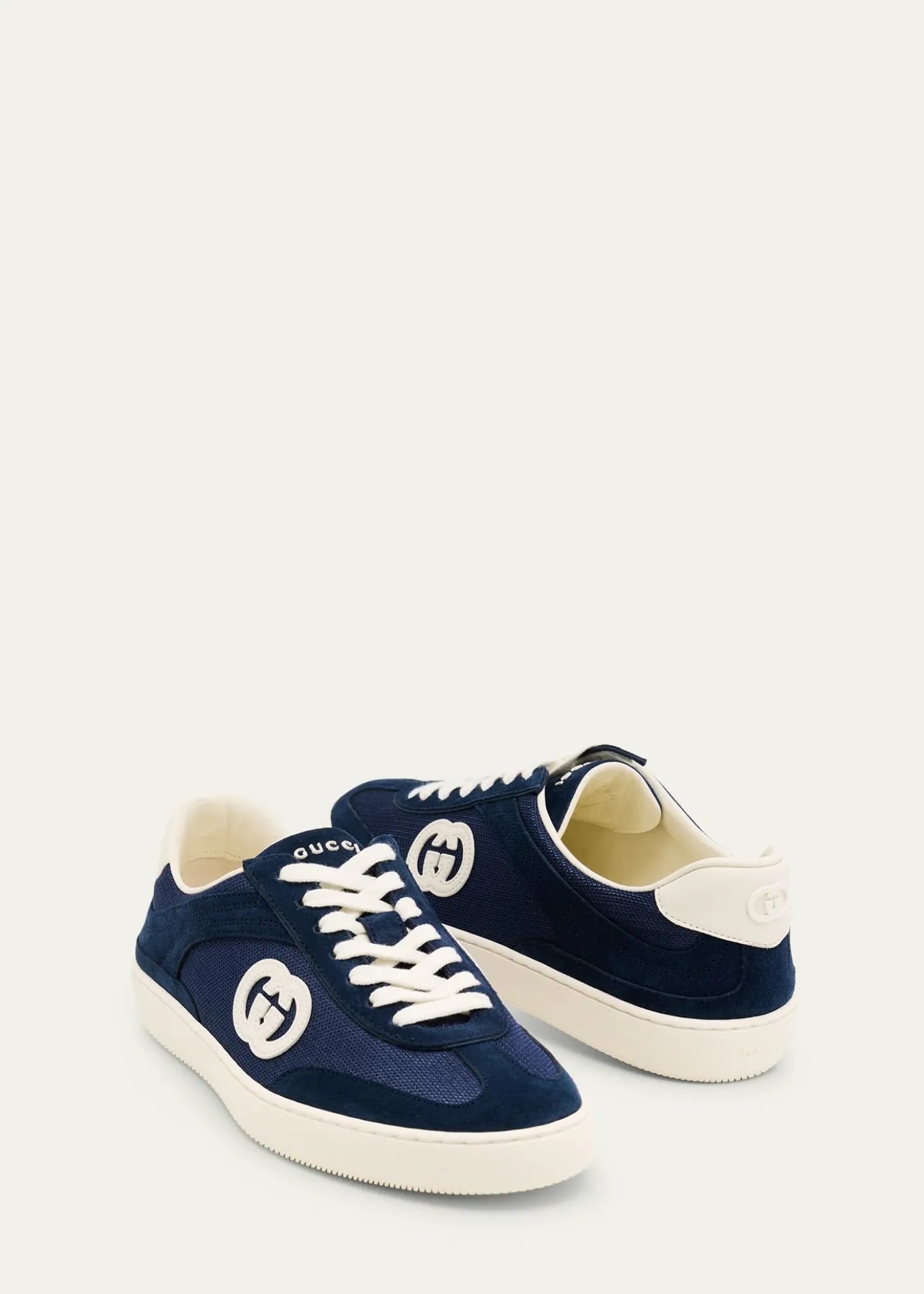 GucciMen's G75 Canvas and Suede T-Toe Low-Top Sneakers