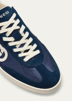GucciMen's G75 Canvas and Suede T-Toe Low-Top Sneakers