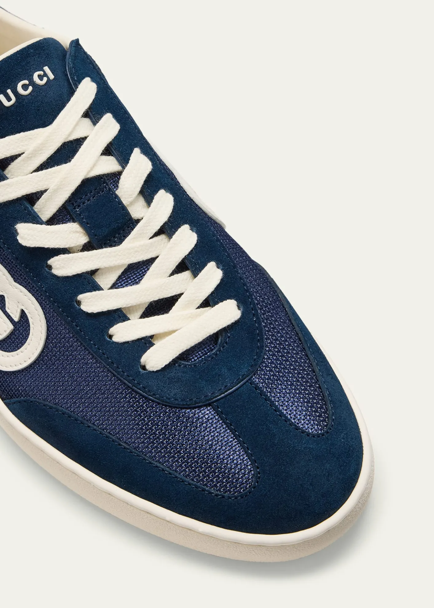 GucciMen's G75 Canvas and Suede T-Toe Low-Top Sneakers