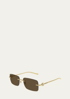 GucciMen's GG1703SM Rimless Rectangle Sunglasses