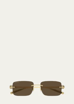 GucciMen's GG1703SM Rimless Rectangle Sunglasses